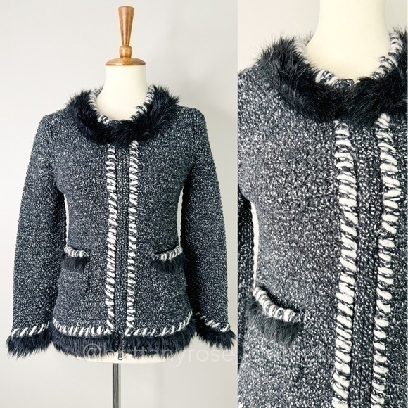 CHANEL Vintage Wool and Cashmere Tweed Boucle Knit Cardigan Jacket Lady Coat - Picture 1 of 10